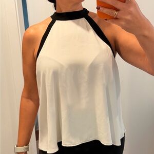 Zara Black and White Halter Blouse